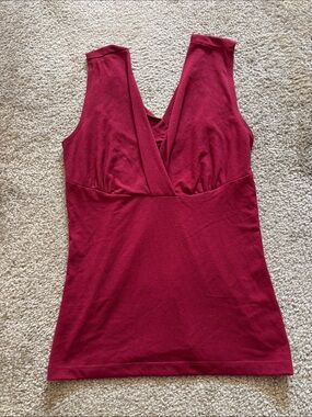 Sleeveless V-Neck Red Blouse
